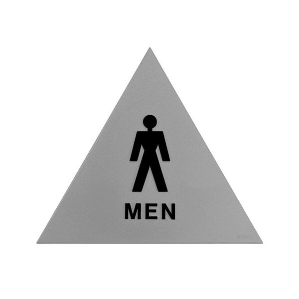 Bcf 12 x 12, Men Door Sign, Triangle Print, Picture & Text, Gray Backgroung w/Black Print SBH12M-GRAY-BLACK - main